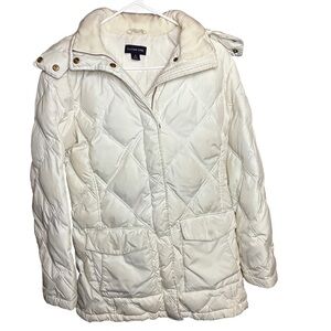 Lands’ End Diamond Quilted Down Feather Jacket | Small | White